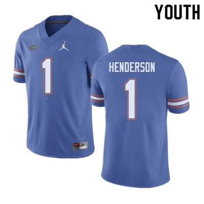 Youth Florida Gators #1 CJ Henderson NCAA Jordan Brand Blue Authentic Stitched College Football Jersey TDI2862ZY